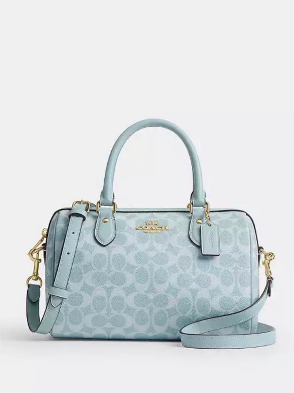 Coach Rowan
Satchel Bag medium
In Signature
Canvas Gold/light blue